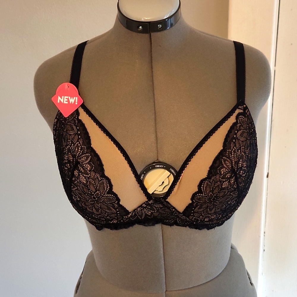 Lily of France nude black unlined underwire bra brand new with tags 38D